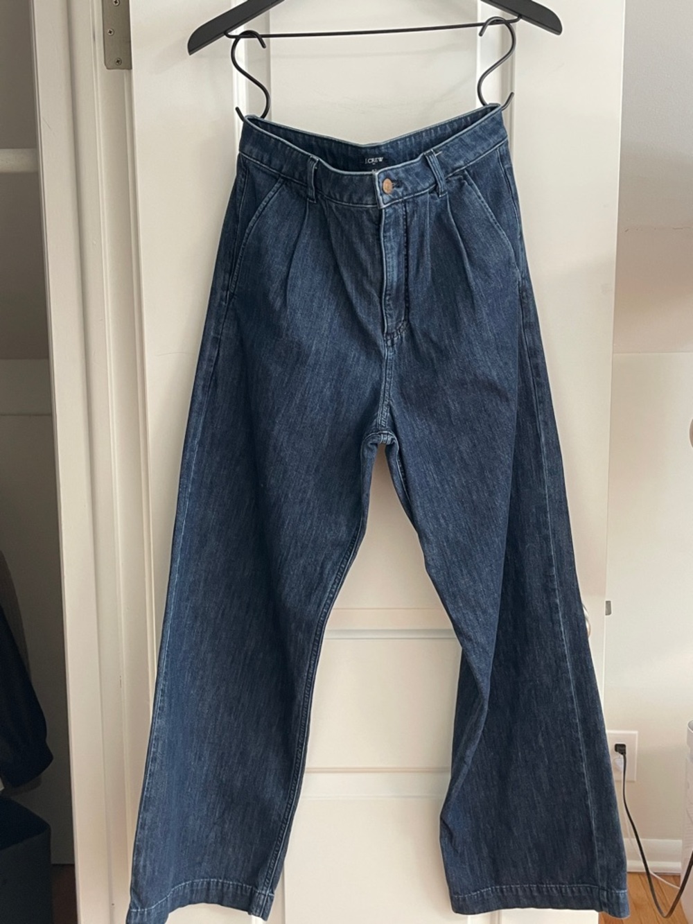 J. Crew Dark Wash Pleated Wide-Leg Jeans